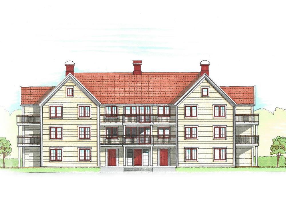 Stora Parkvillan – med 17 charmiga lägenheter från 2 rok 54 m2 till 5 rok i etage 110 m2.